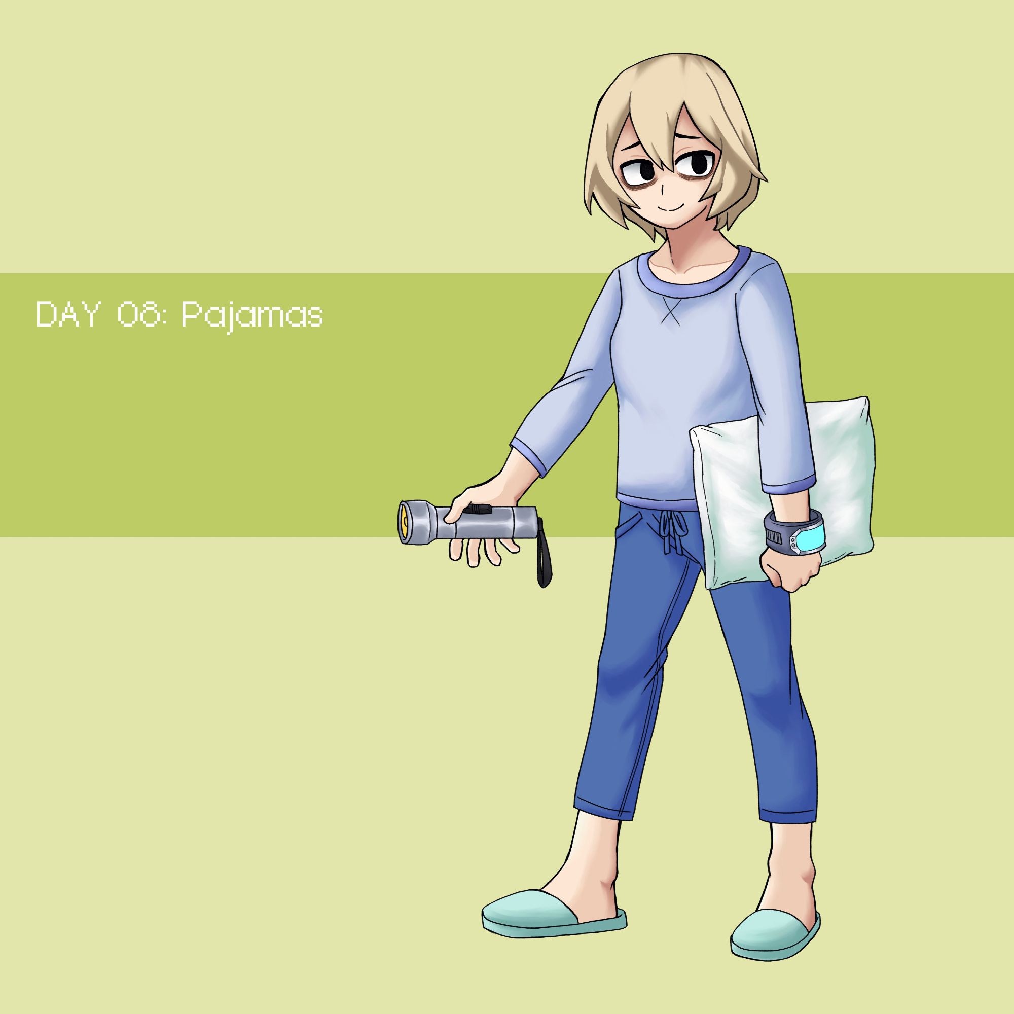 Day 08: Pajamas
Here’s what she’d wear to bed when she moves into the dorms. Keeping designs simple is hella hard...