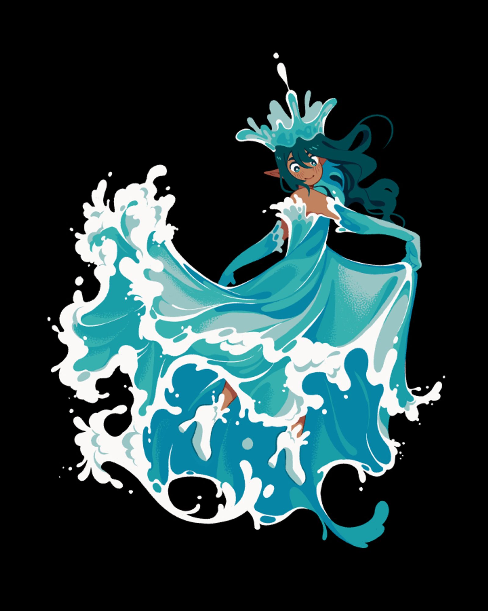 a fairy with a water dress