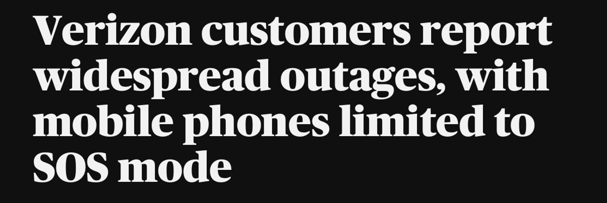 Verizon customers report widespread outages, with mobile phones limited to
SOS mode