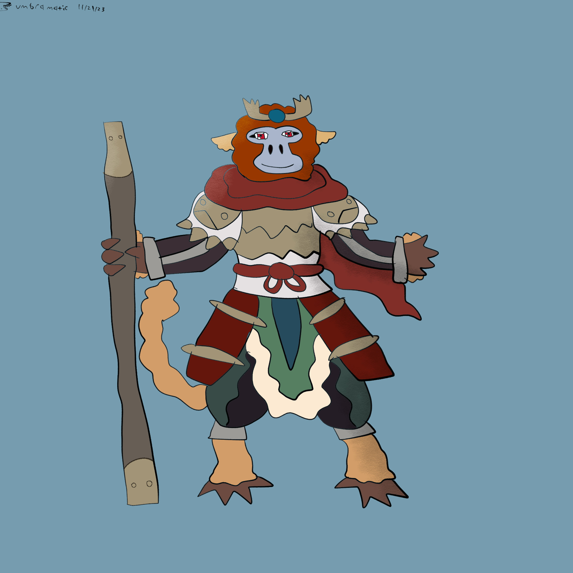 An original character version of Sun Wukong, based off a golden snub-nosed monkey