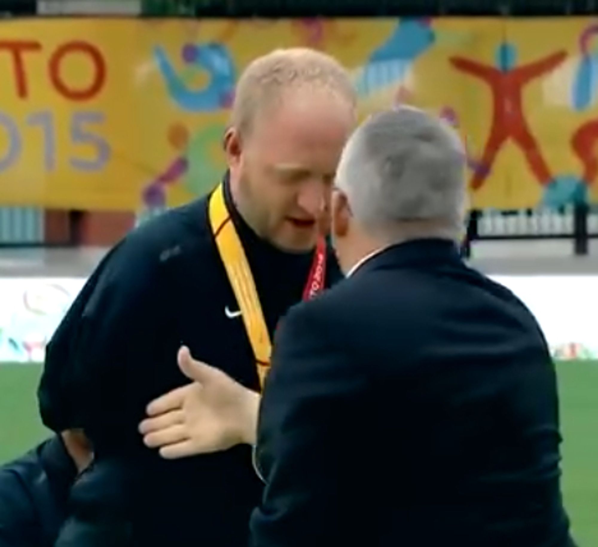 A judge at the paralympics this year in Paris tries to shake hands with a finalist without arms.