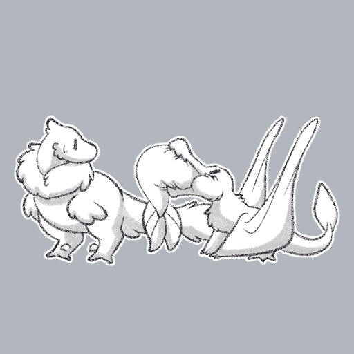 doodle of Snails swallowing a whole fish in front of Latty
