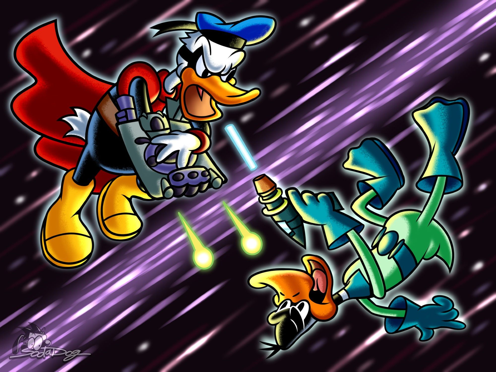 The rivalry of two legendary cartoon ducks have taken to a new...space age! Who will win?!