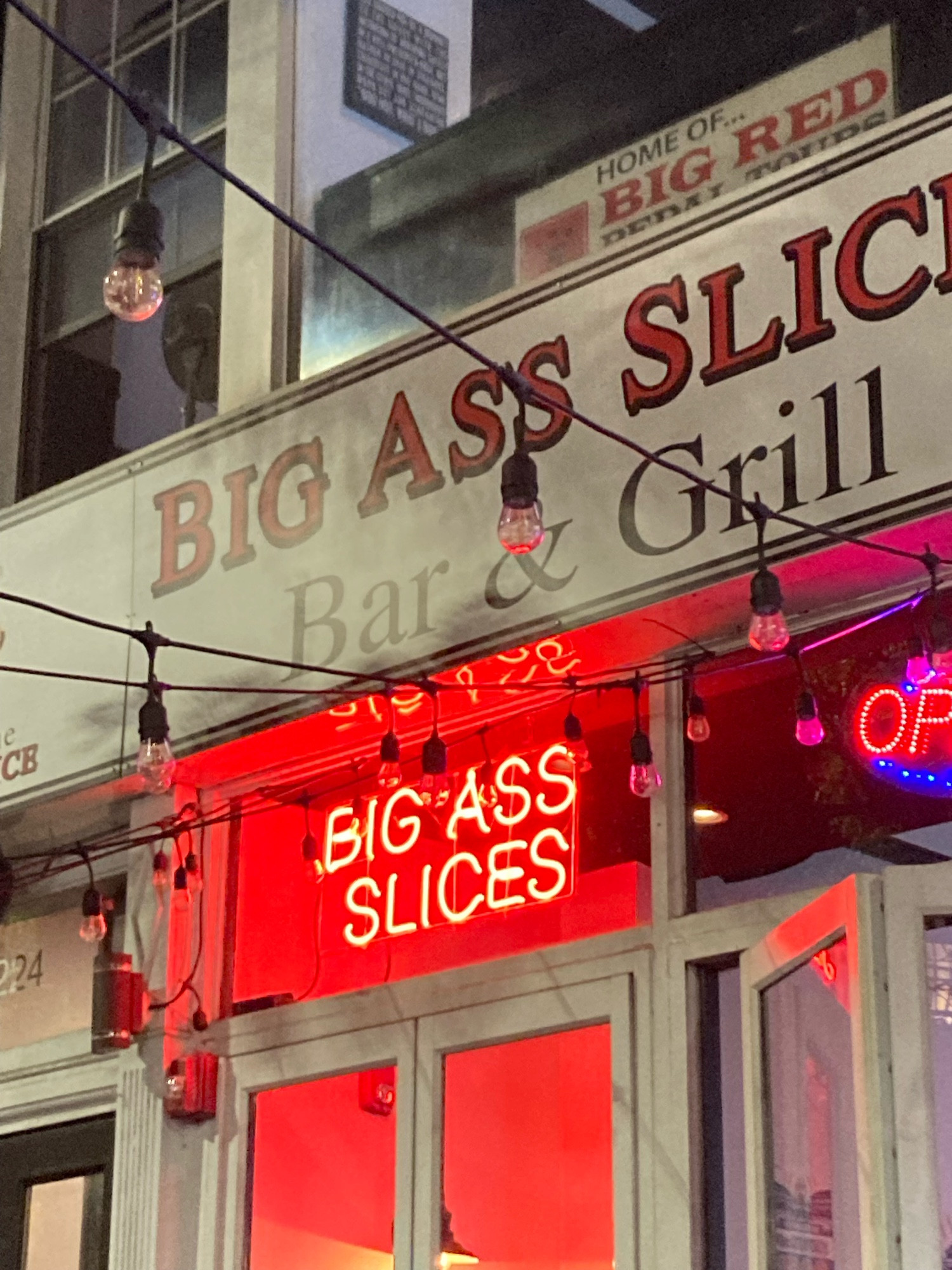 Signs for Big Ass Slices Bar & Grill