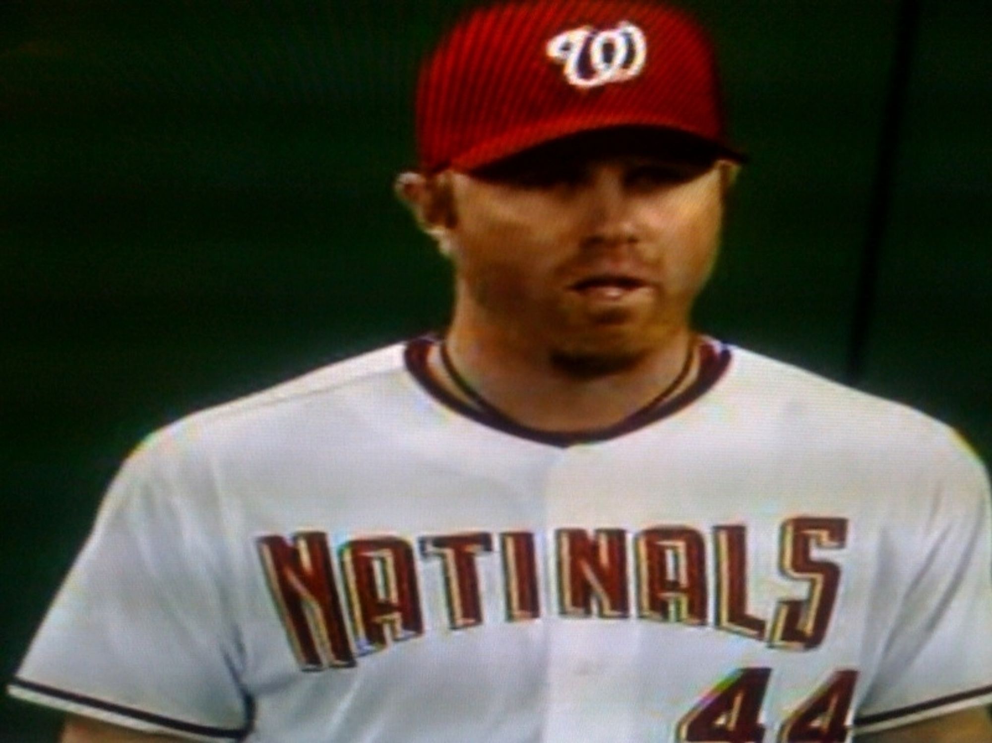 Adam Dunn wearing a Natinals misprint jersey.