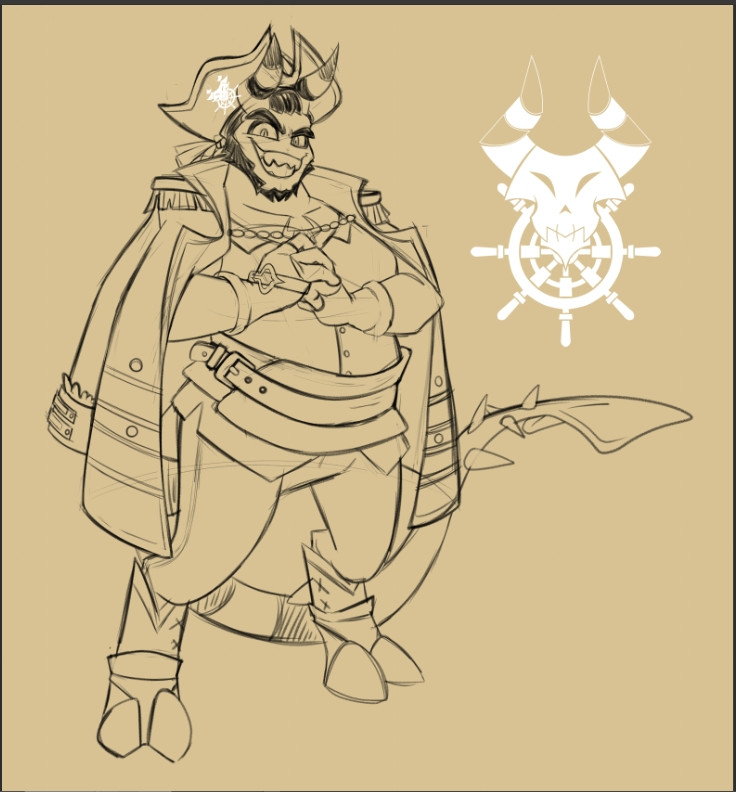 Wip sketch/wanted poster of King as a pirate captain.