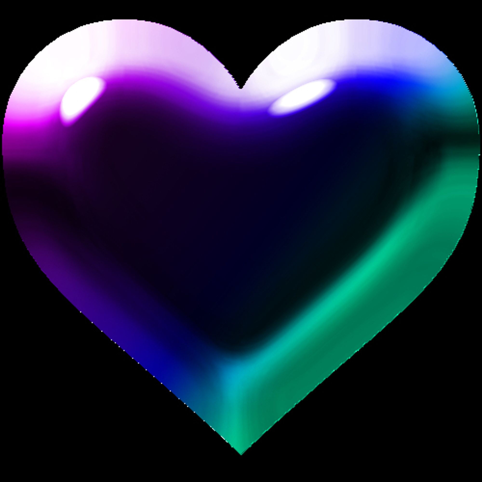 A metallic vaporwave heart.