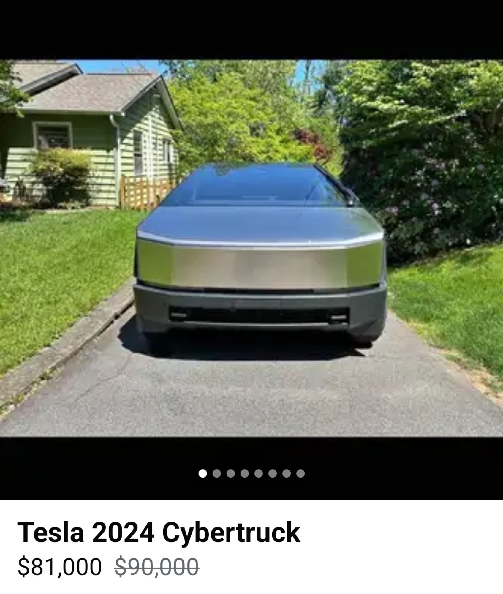 Facebook Marketplace ad for a Tesla Cybertruck. It has been marked down to $81K. It has been for sale for months. Nobody wants it.