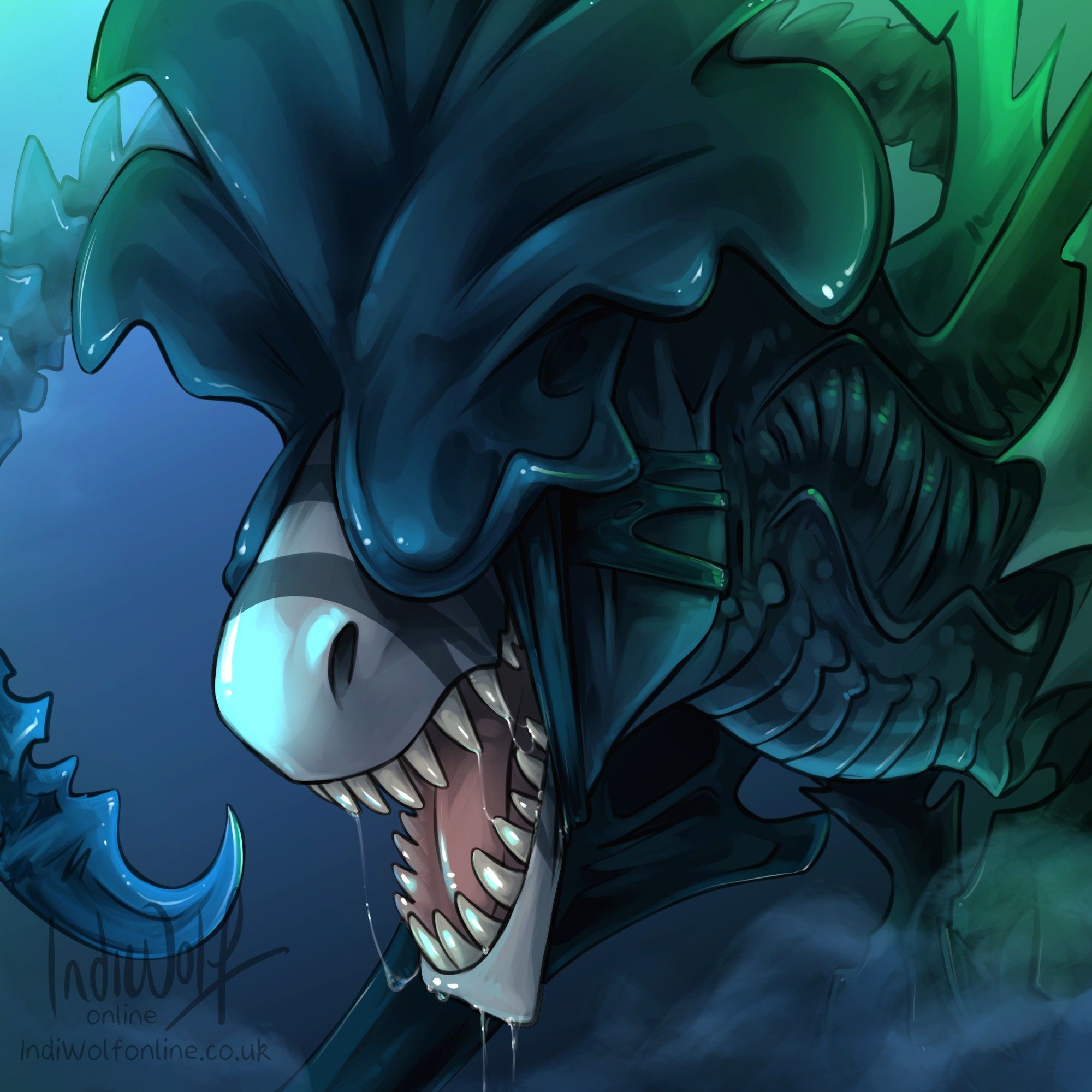 Raptor and Alien queen hybrid halloween icon