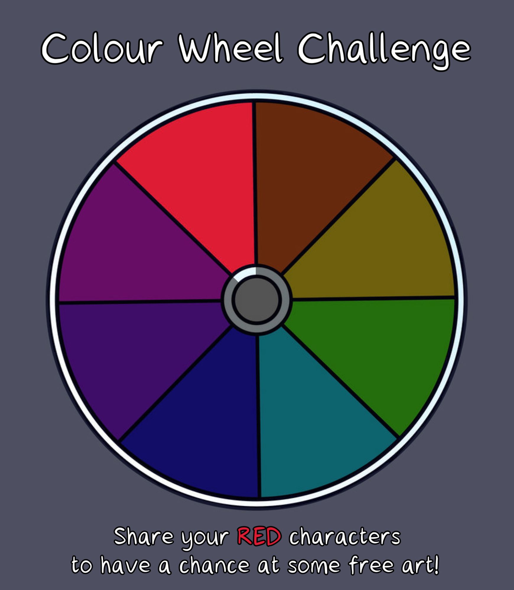 Colour Wheel challenge. Share your red characters for a chance at some free art