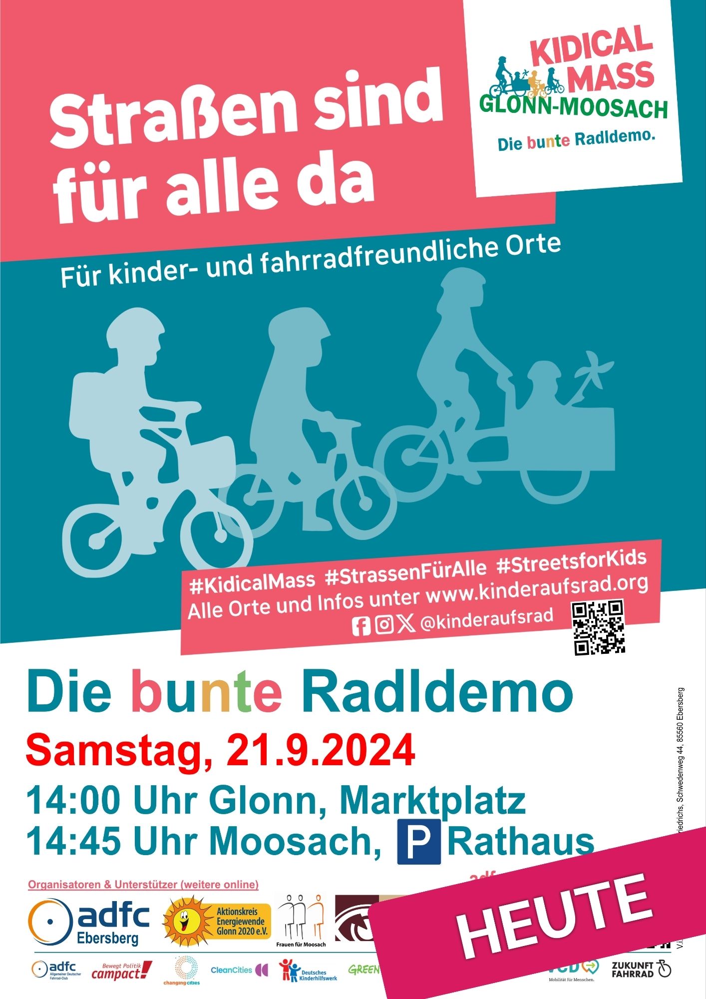 Kidical Mass, Fahrraddemo, Plakat, Heute