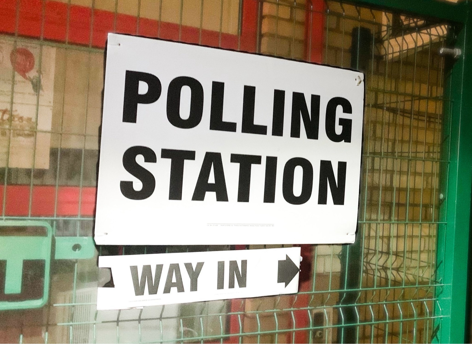 Sign for a polling station