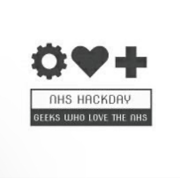 NHS Hack Day Logo, and strap-line “Geeks who love the NHS”.