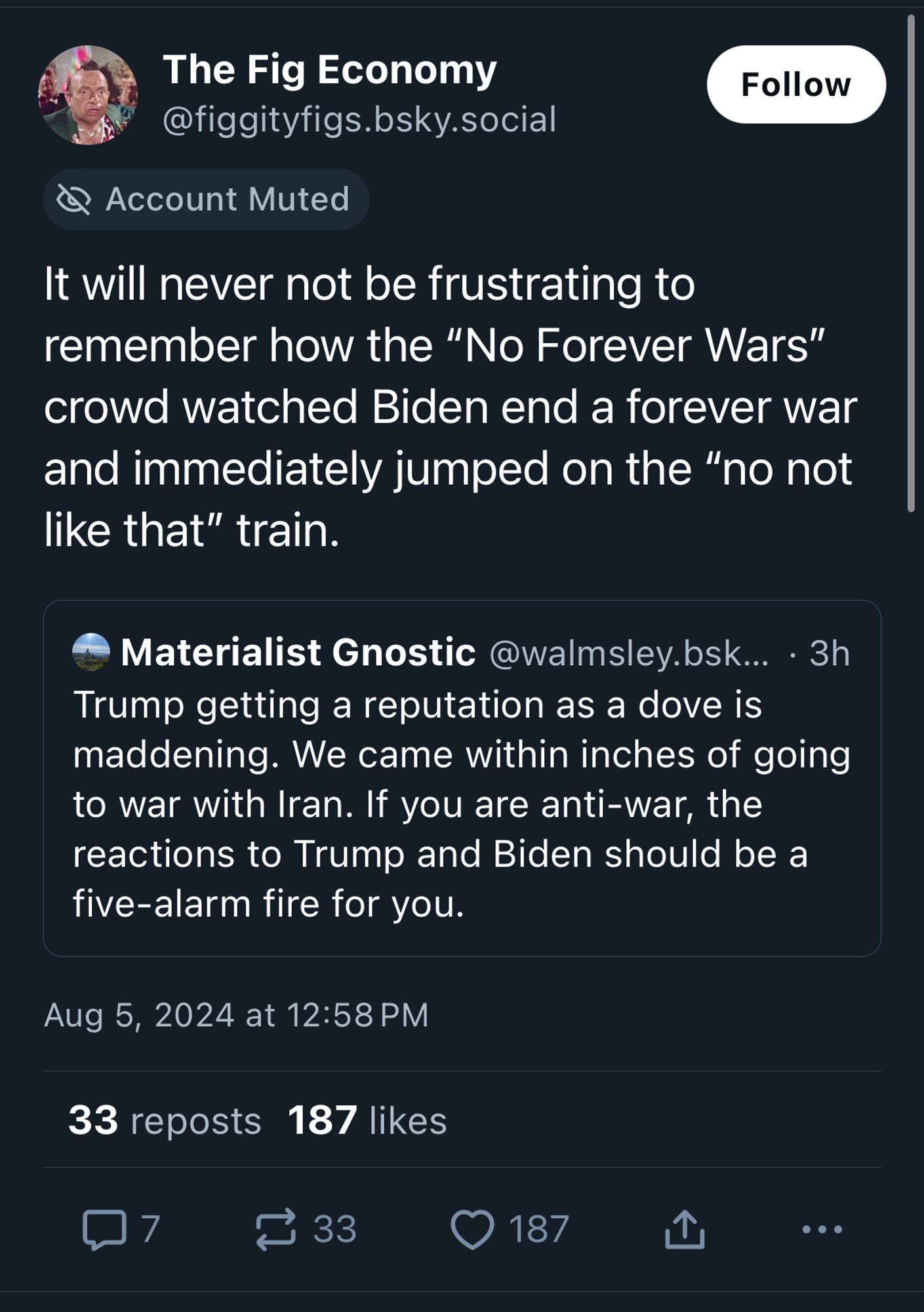 Post: It will never not be frustrating to remember how the “No Forever Wars” crowd watched Biden end a forever war and immediately jumped on the “no not like that” train.