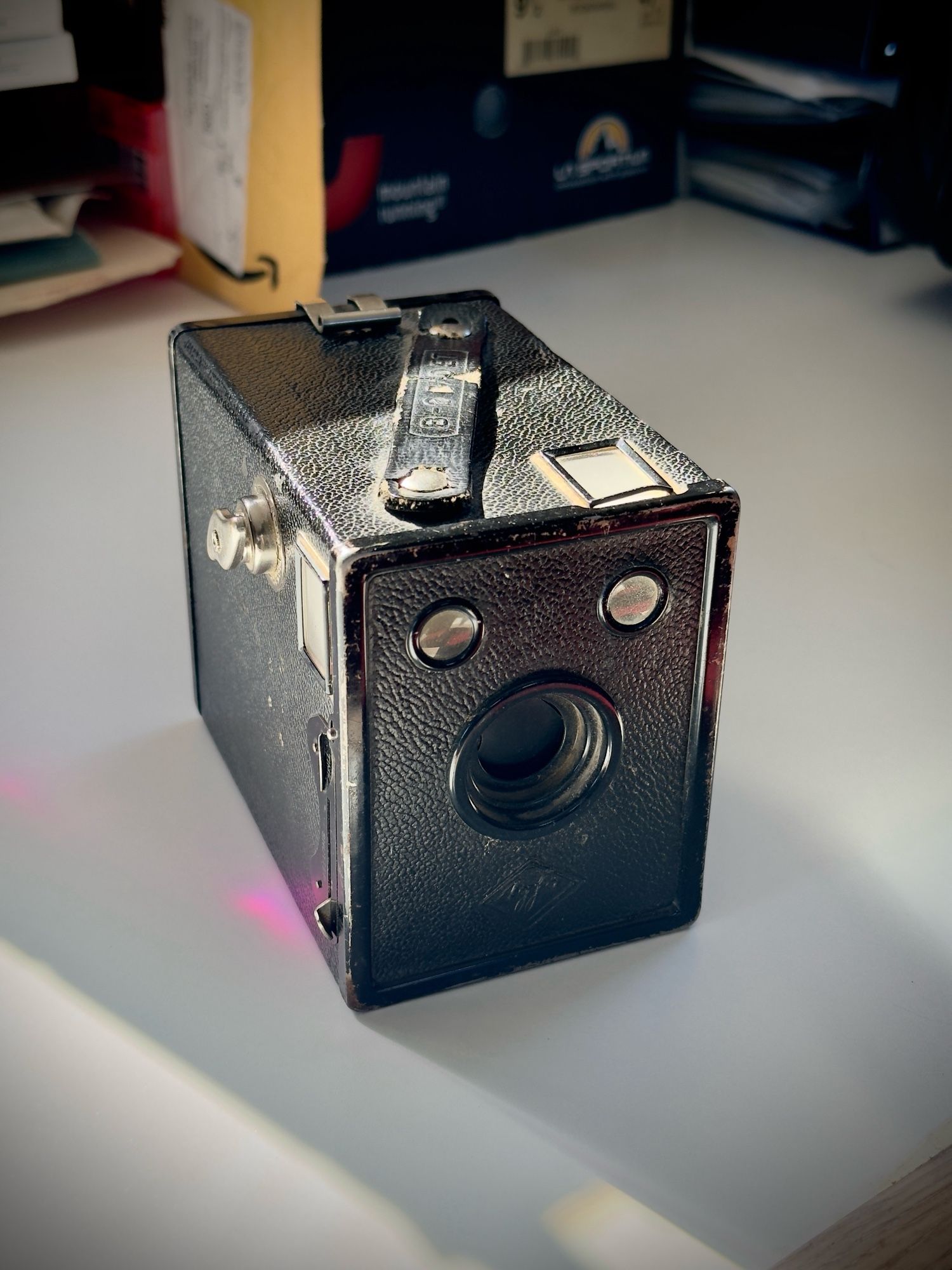 Agfa box camera on a table