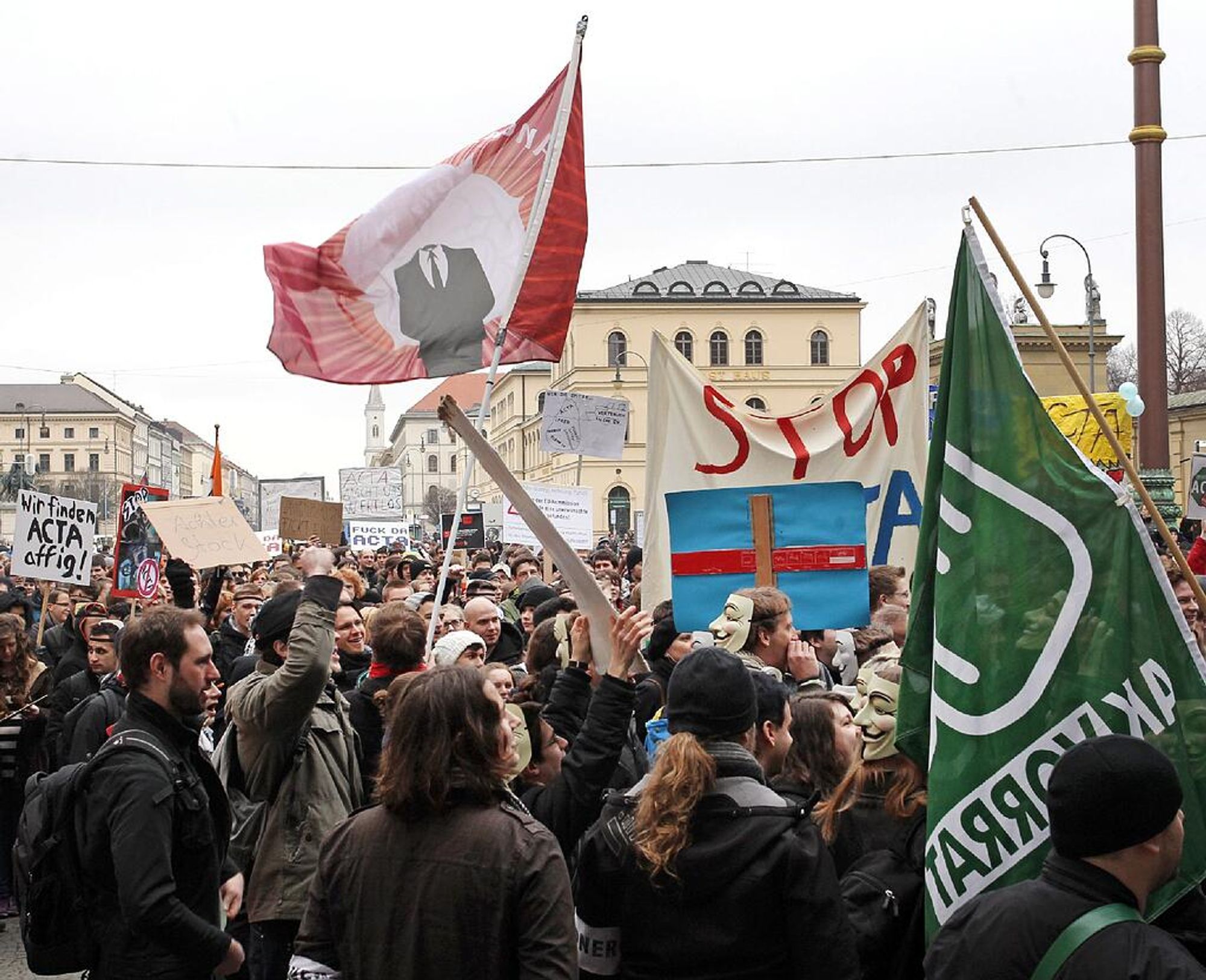 Bild von der Acta-Demo Februar 2012 bei eisiger Kälte