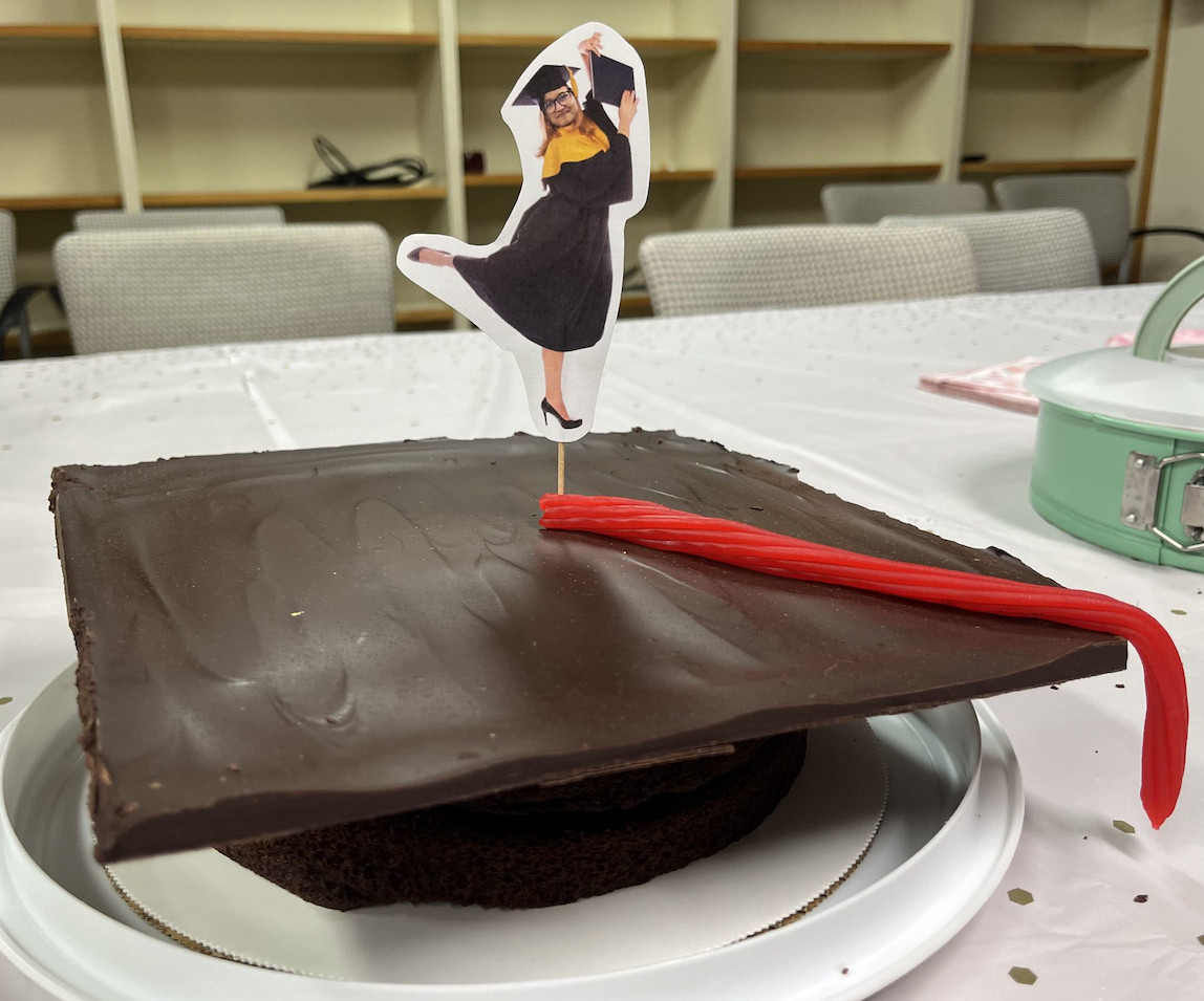 Chocolate-made graduation cap with a red licorice Tassel.