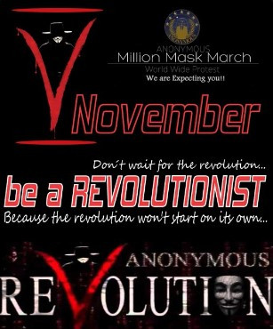 Image for MMM on Nov 5th, caption: "Don't wait for the revolution, be a REVOLUTIONIST. Because the revolution won't start on it's own..."