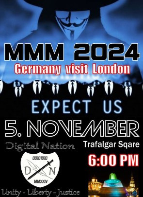 Image for London, UK Trafalgar Square for Million Mask March this Nov 5th, 2024. German people co-ordinating trips to go.