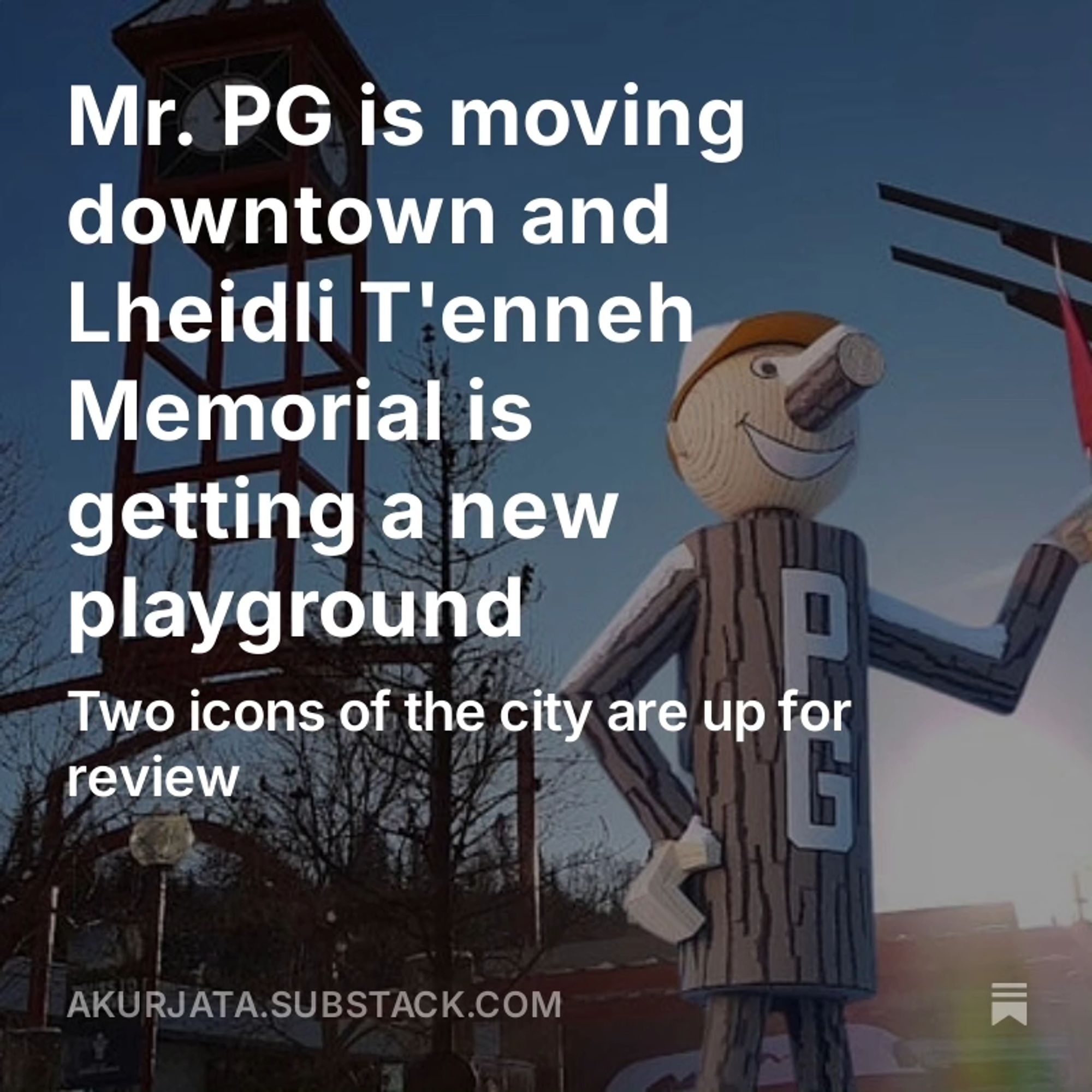 A picture of a newsletter saying "Mr. PG is moving downtown"