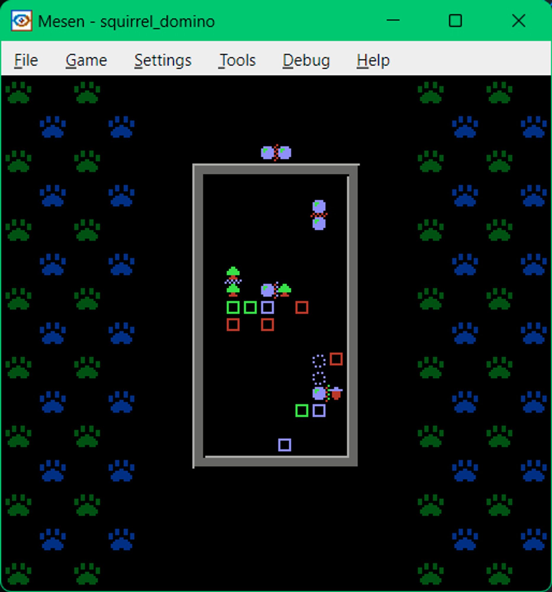 Similar screenshot but with a dark theme and darker pawprints