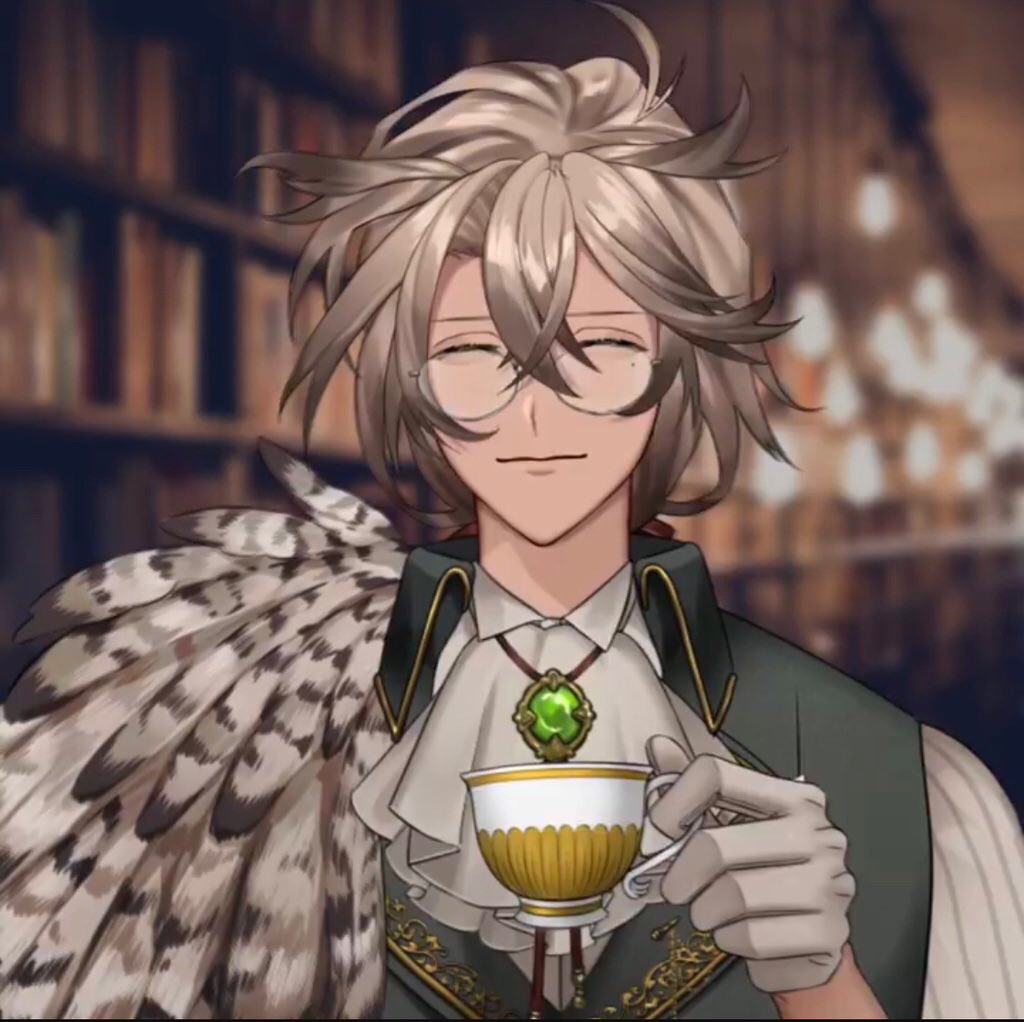 Vilhelm the noble owl drinking tea