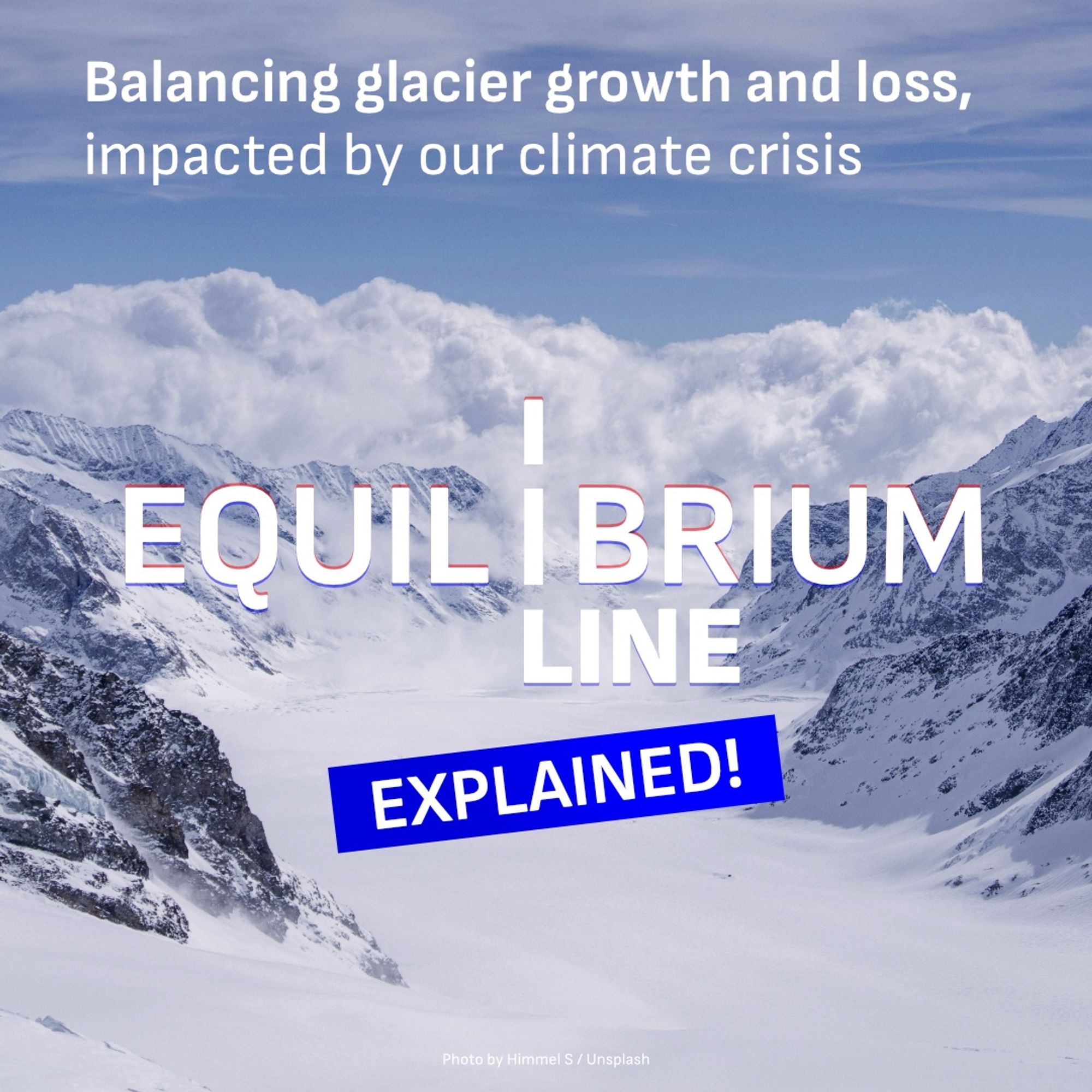 A picture of Eiger Glacier in Switzerland with the headline above it reading “Equilibrium Line - explained”.