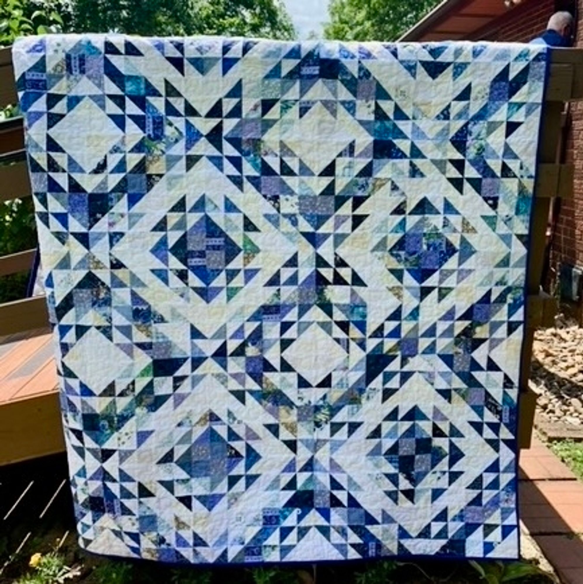 Blue Diamond pattern quilt celebrating the 60th Anniversary of West Virginia Federation of Democratic Women, our Diamond Jubilee