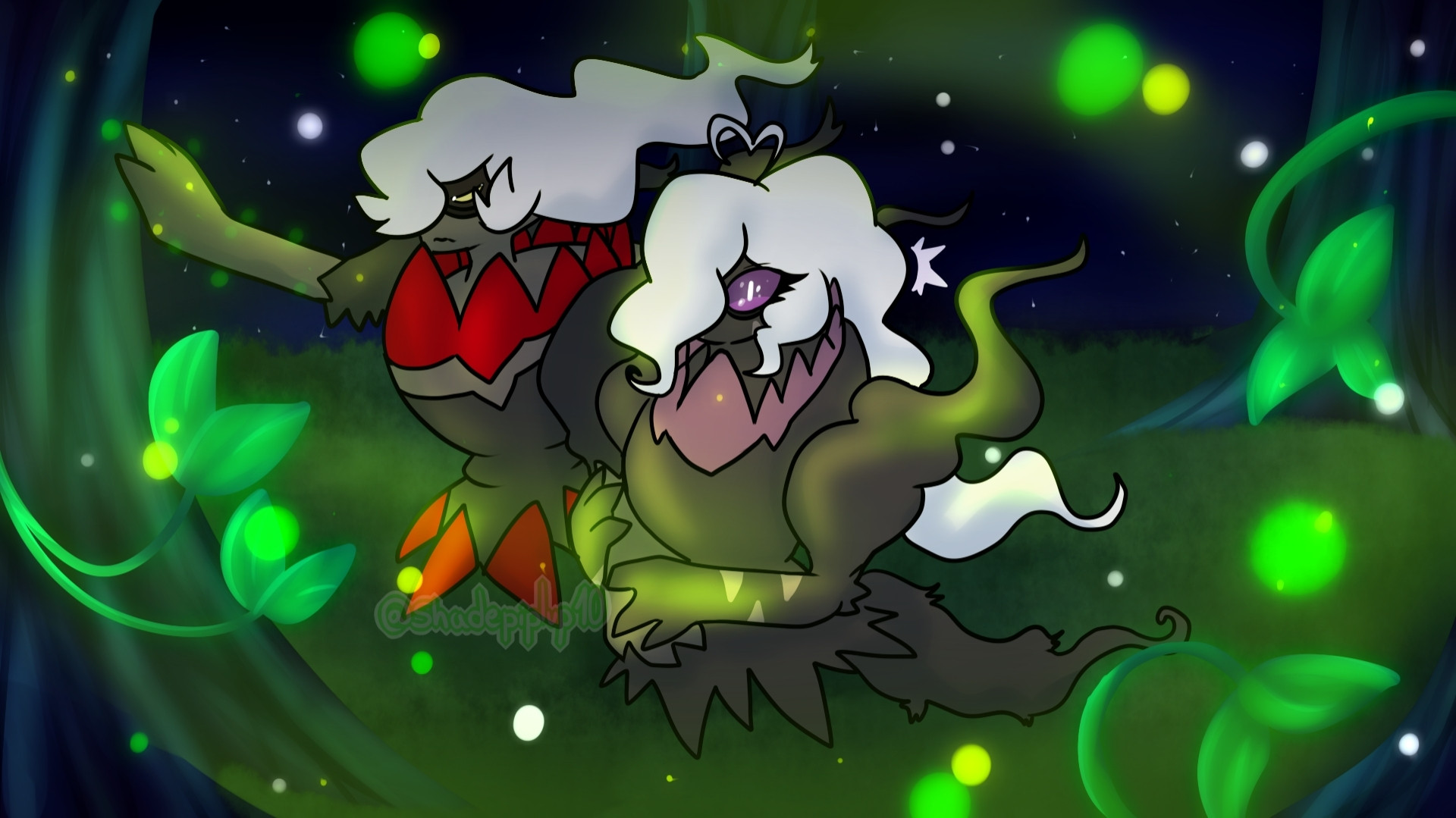 ɪɴ ᴛʜᴇ ᴍᴀɢɪᴄᴀʟ ꜰᴏʀᴇꜱᴛ...
Noir and Onyx (belongs to RadiantRubrum) are taking a little walk on the forest of Moon Valley and Noir want to show something special to Onyx.