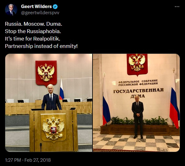Drie jaar en zeven maanden nadat #MH17-#KL4103 door een Russische raket werd neergehaald ging Wilders zoete broodjes bakken in Rusland