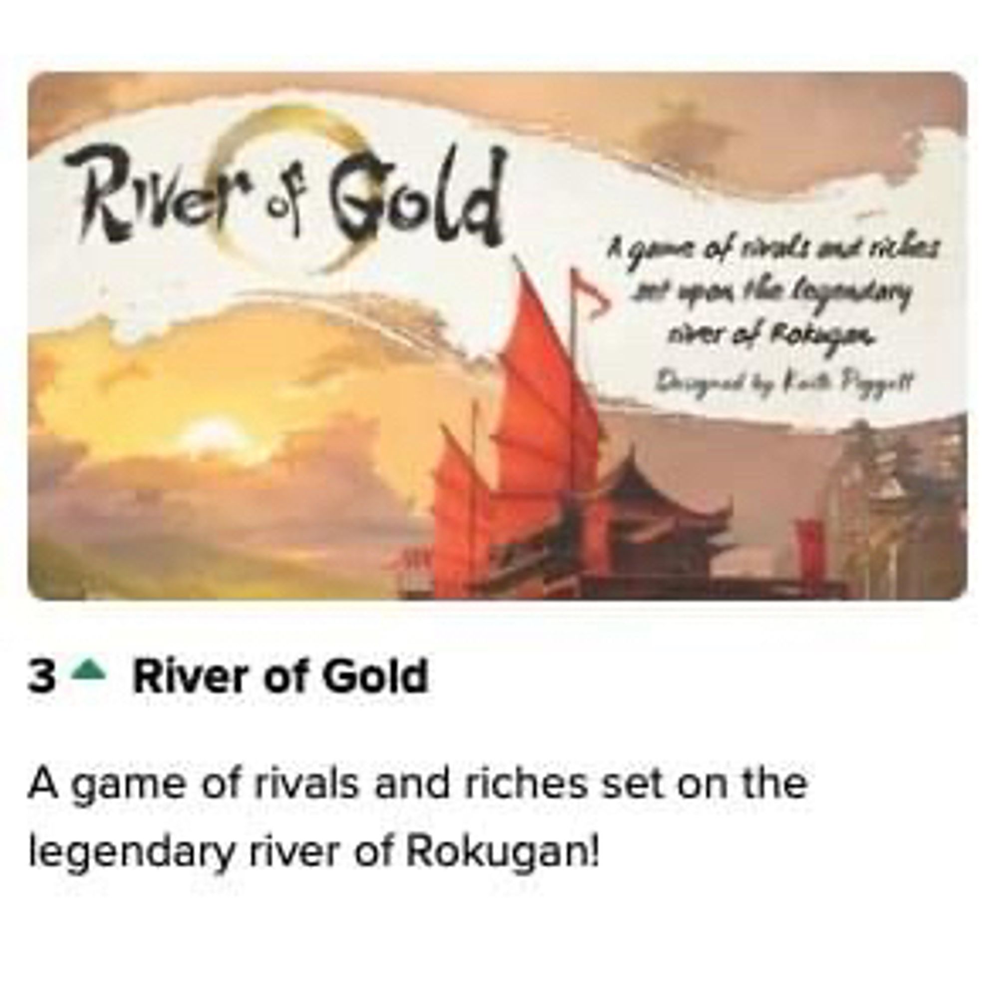 Screen shot of River of Gold being number 3