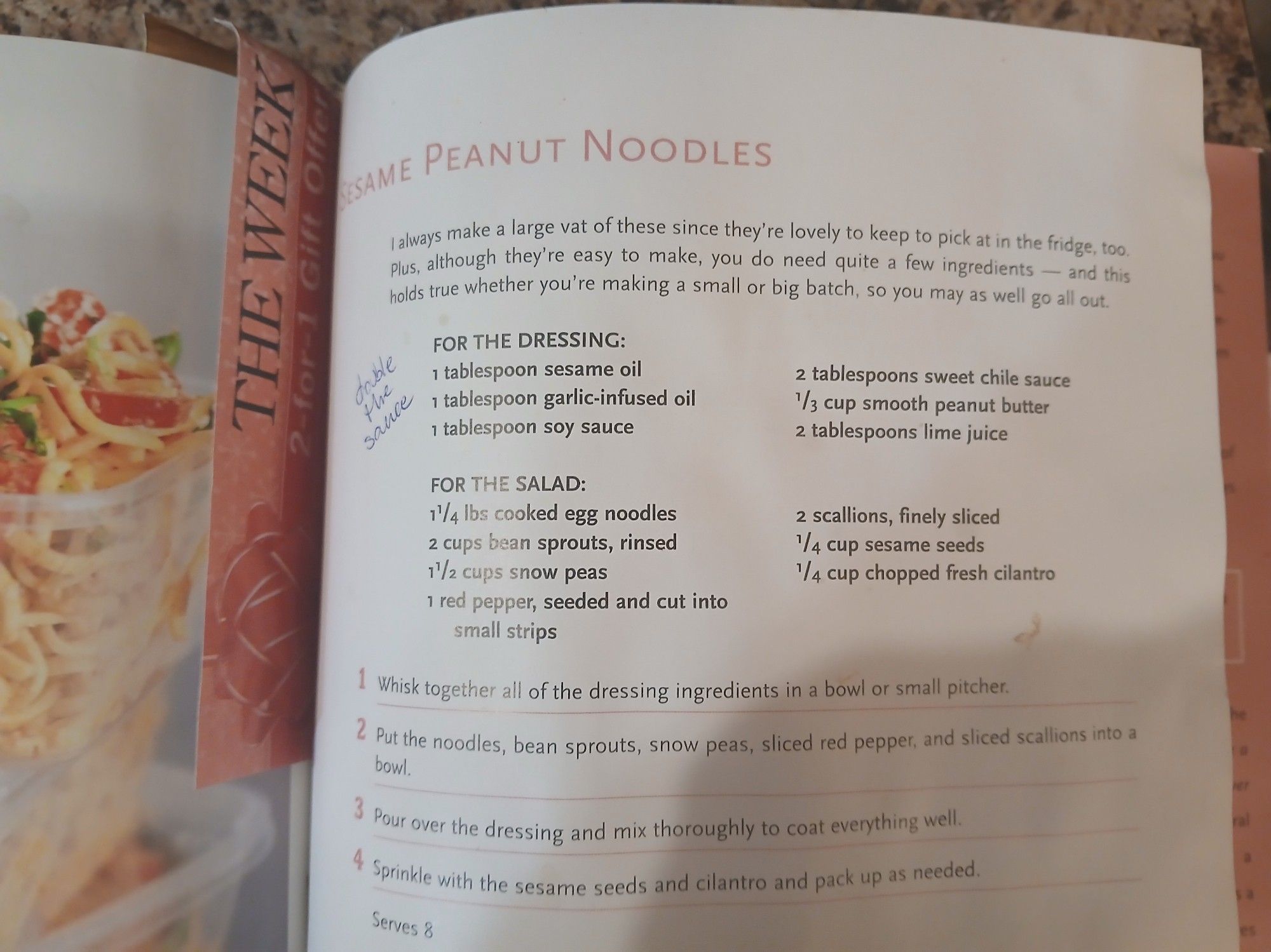 Directions for sesame peanut noodles.