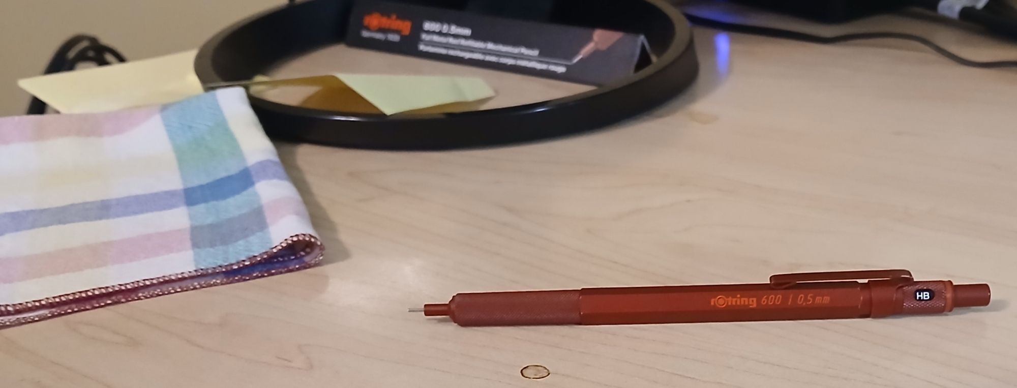 Rotring 600 in Madder Red. And a coffee stain