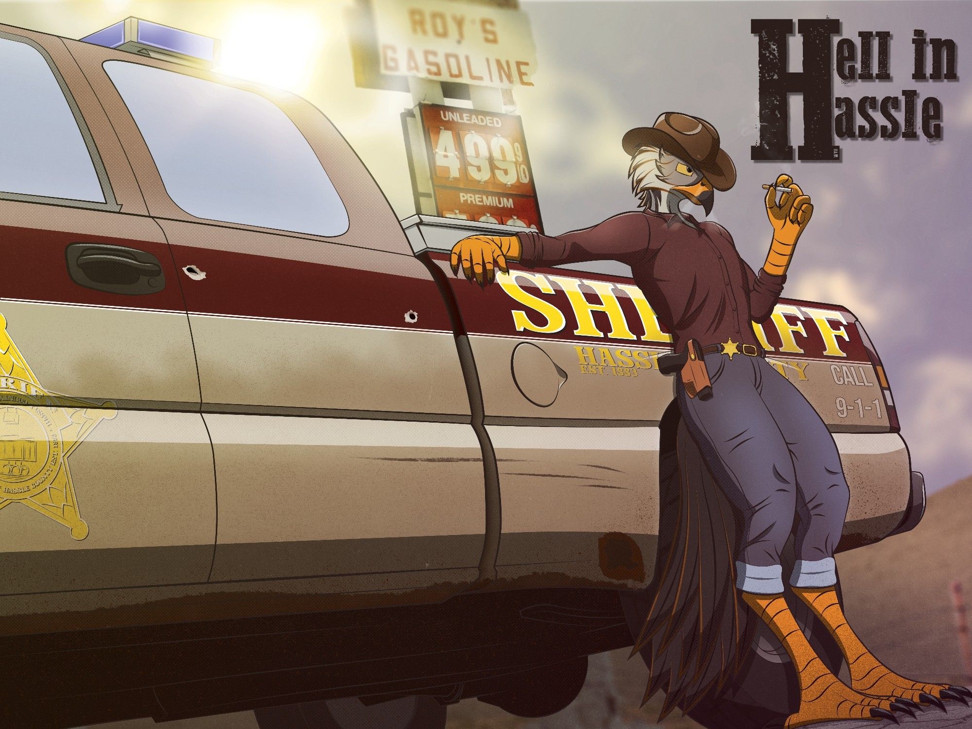 Deputy Jack Dobson. Despite being only a deputy, he does circles around the sheriff himself, even if it means doing things the old way...

Hassle County is a fictional historic mining county in Southern Arkansas. Im still lazy with backgrounds, so its a mix between free assets on production crate and Pexels.