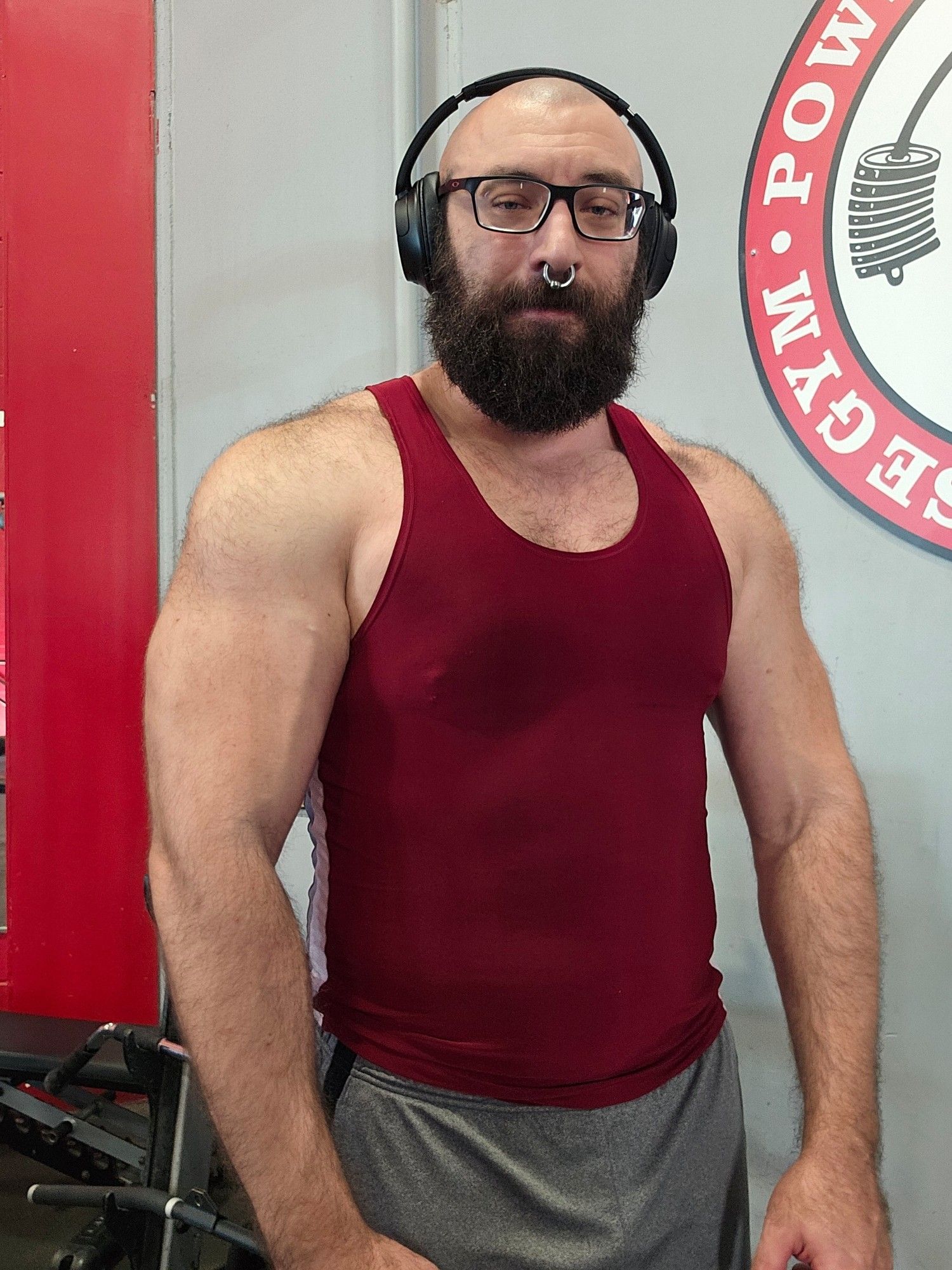 Kunai in red tank top after a workout