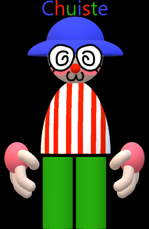 Chuiste!
Oc i made with a friend of mine

clown that canonically came from blender into paint 3d.