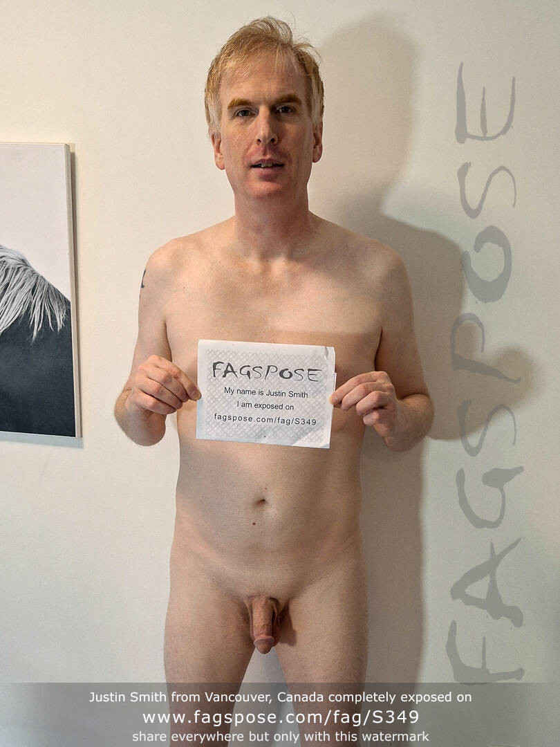 Justin Smith holding his Fagspose fag-id sign S349 as part of proof of consent to complete exposure.