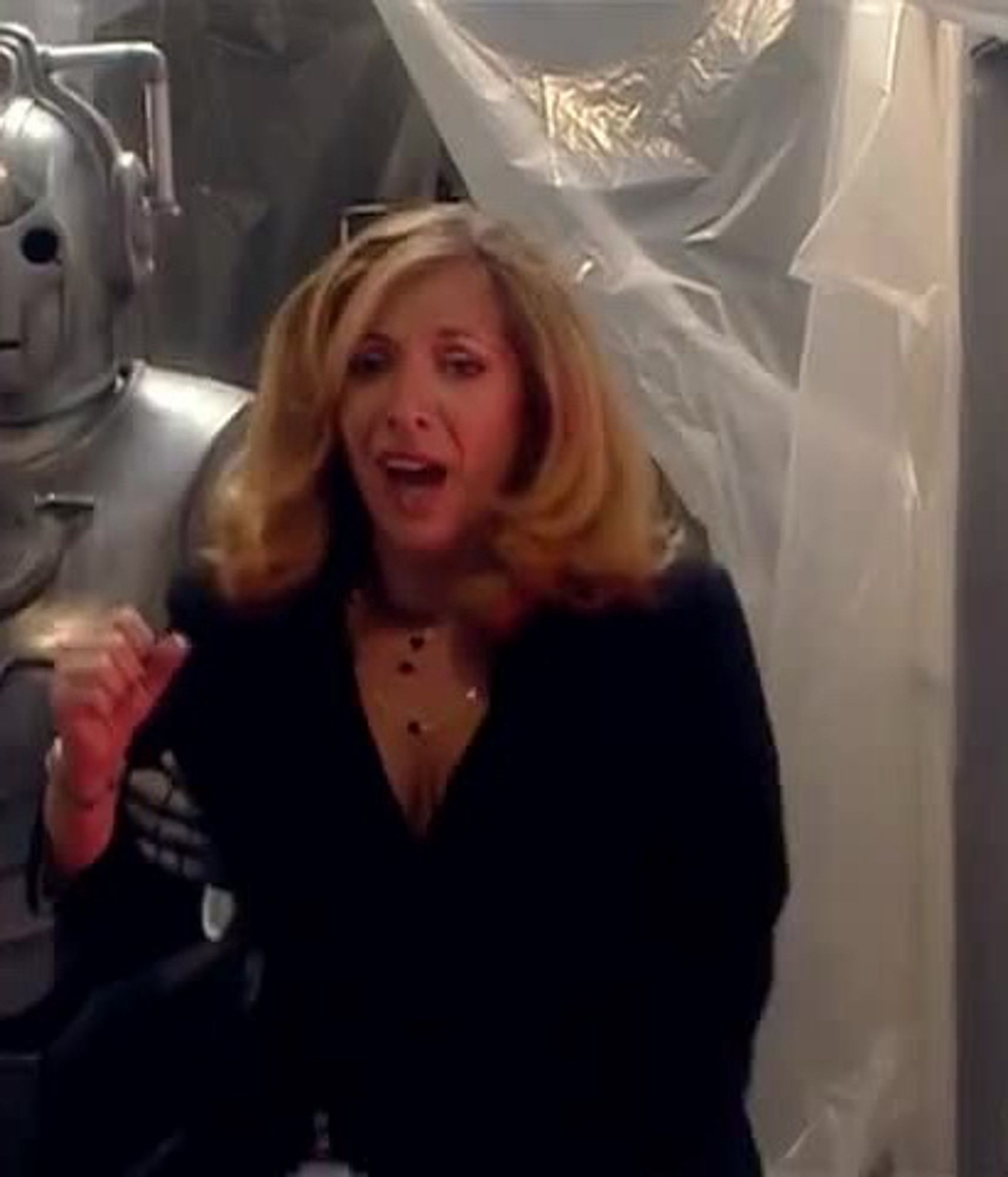 yvonne hartman as she's being escorted to be forcibly changed into a cyberman, repeating the phrase "i did my duty, for queen and country."