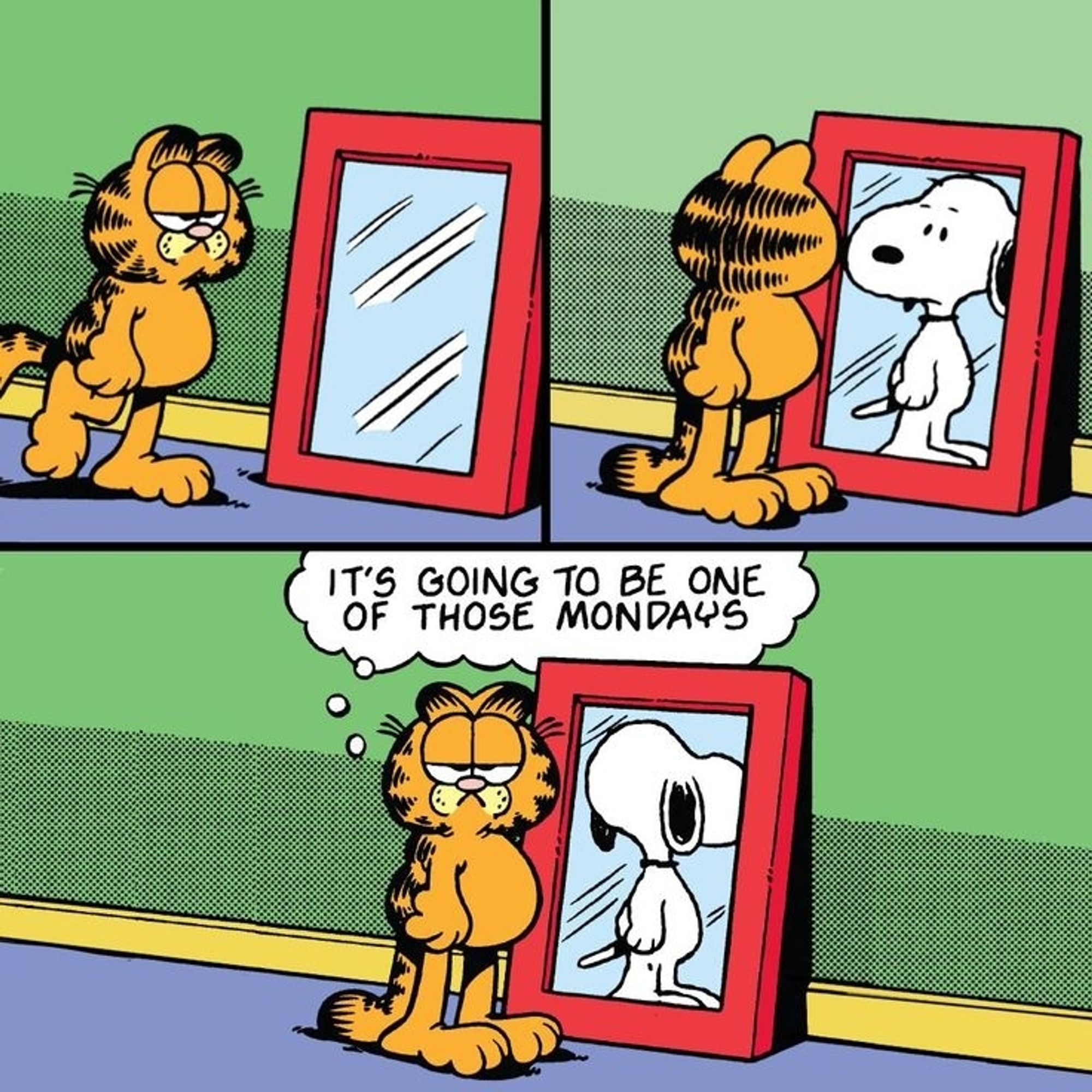 Garfield confronts his visage and is horrified at its nature 