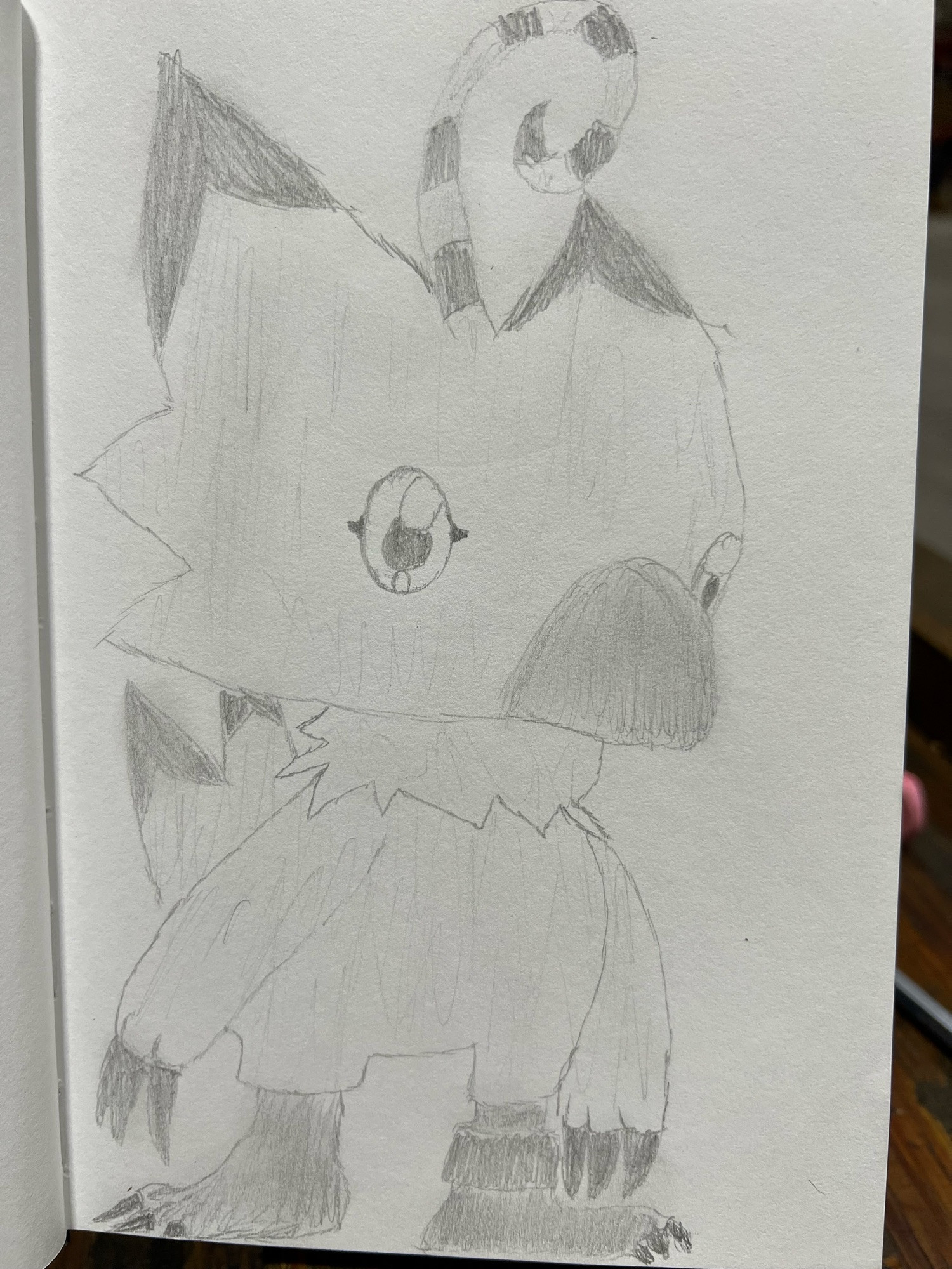 An all pencil drawing of Biyomon/Piyomon from Digimon Adventure 