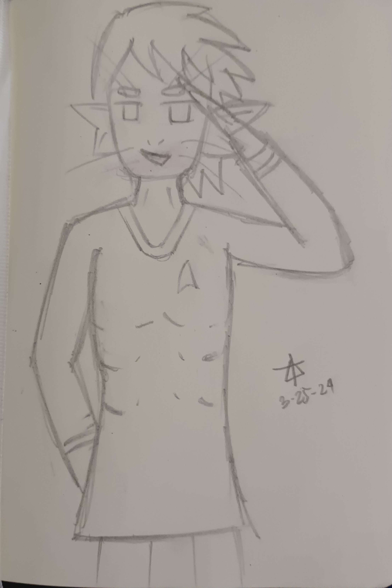 Sketch of an ariral from Voices of The Void wearing a Star Trek TOS outfit.