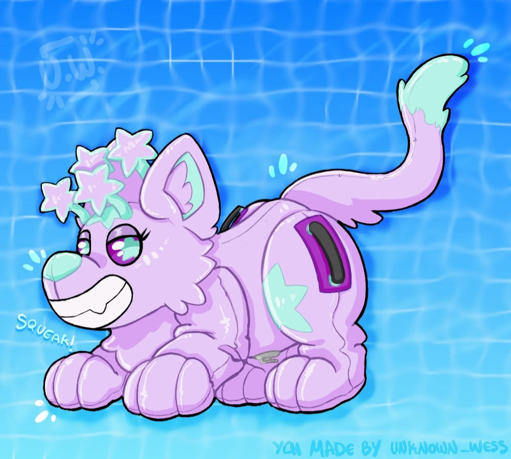 Digital art piece of furry character Nova Skystar as a pool toy