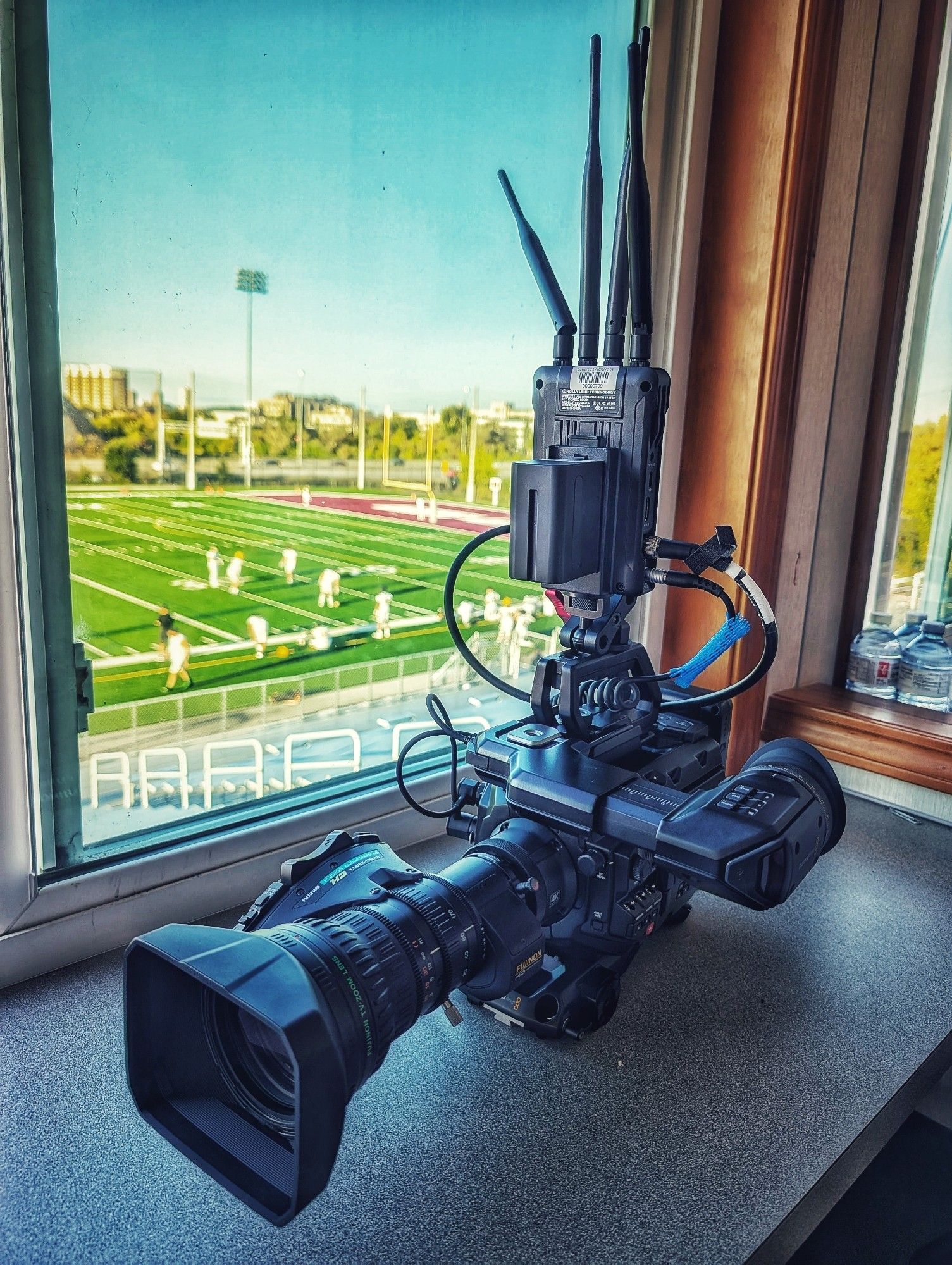 Day 4230 - Shoulder Mount
A black magic design Ursa G2 camera the wireless SDI kit ready to shoot some football