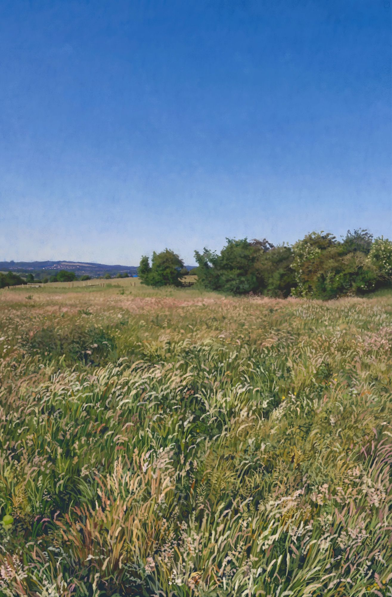 Painting of a hay meadow