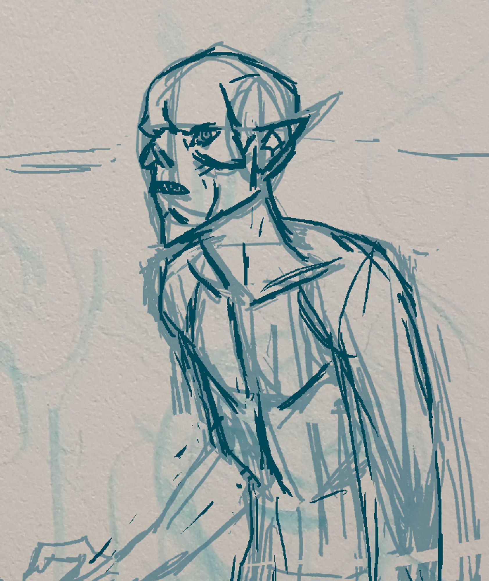 sketch of a Vampire: The Masquerade Nosferatu type vampire