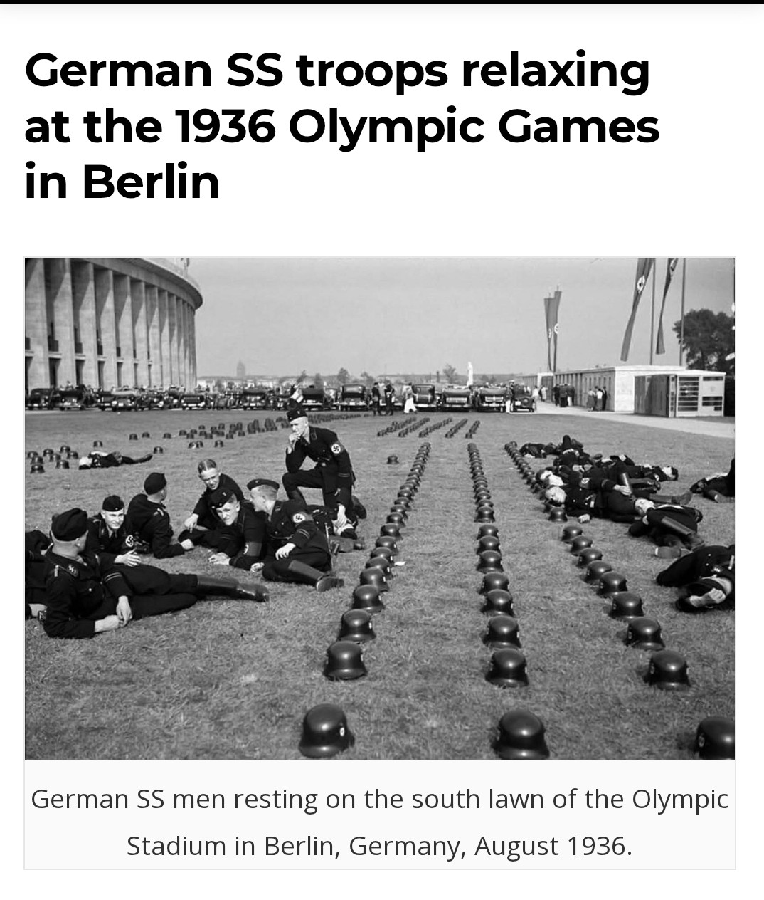German ss troops relaxing at 1936 Olympic games in Berlin photo 