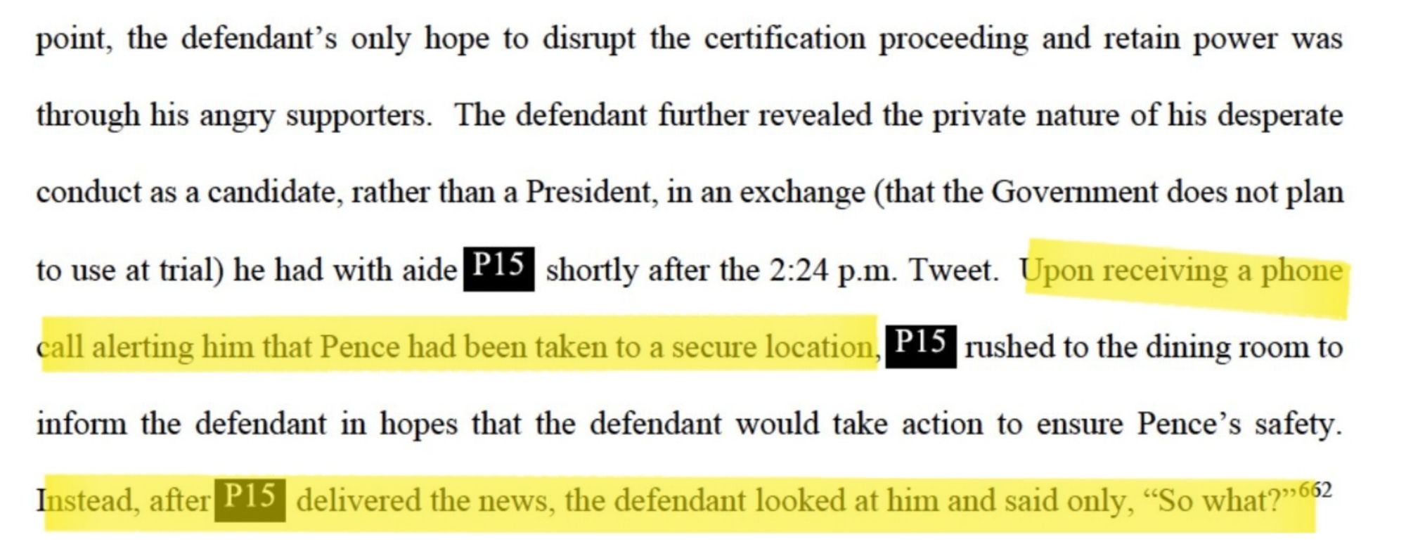 Trump said "so what" wjwn he was told Pence needed to be taken to a secure location