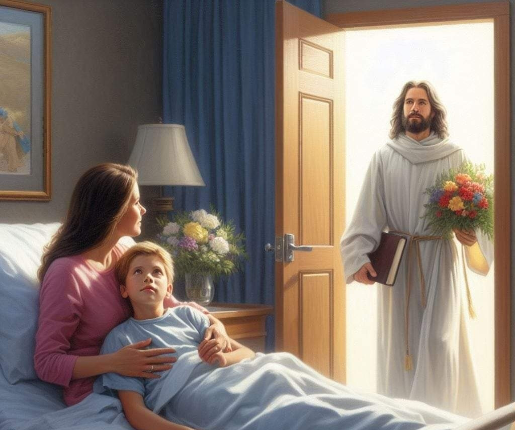 Jesus busting in on some poor lady and her kid