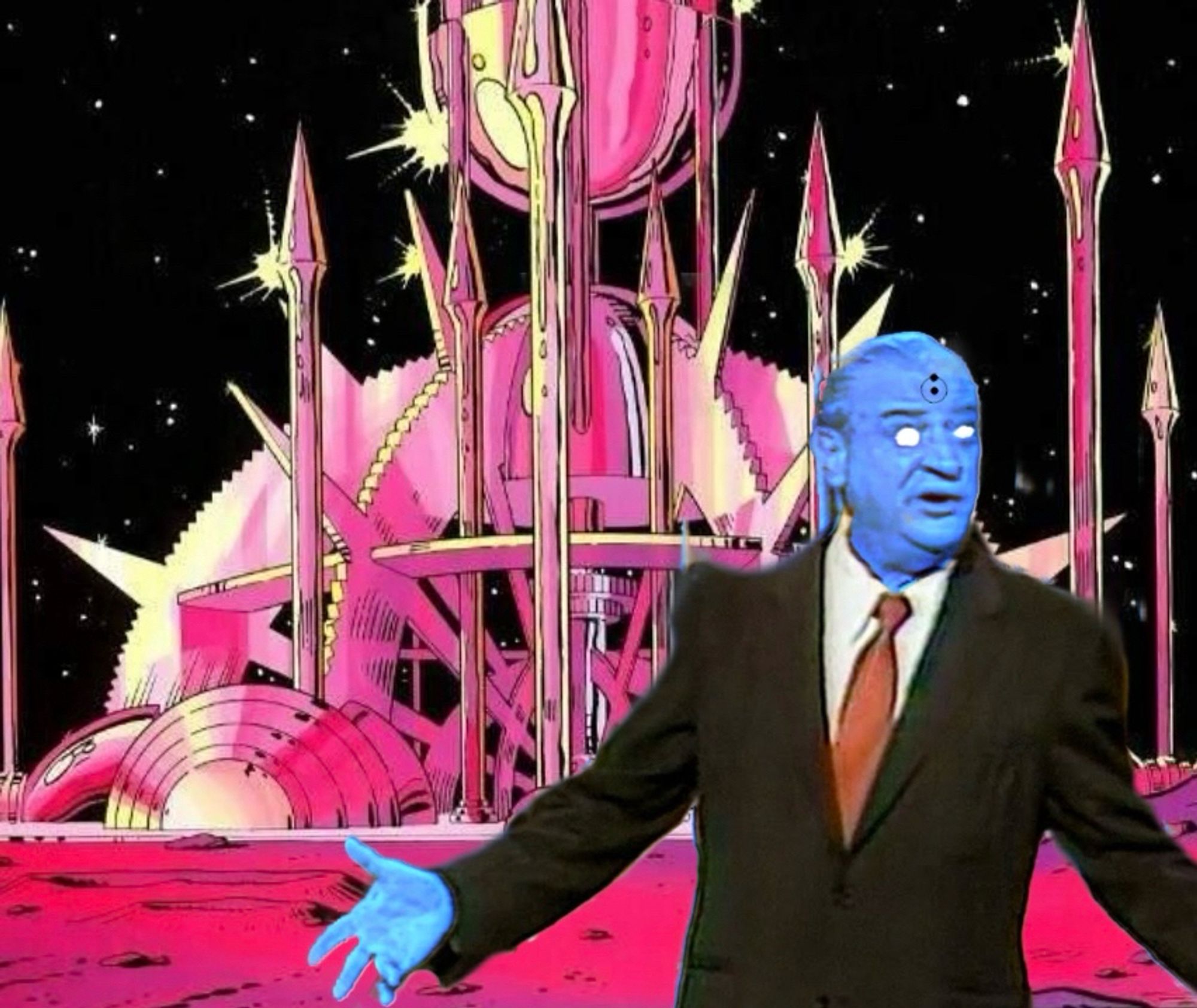 Rodney Dangerfield, photoshopped to look like Doctor Manhattan on Mars