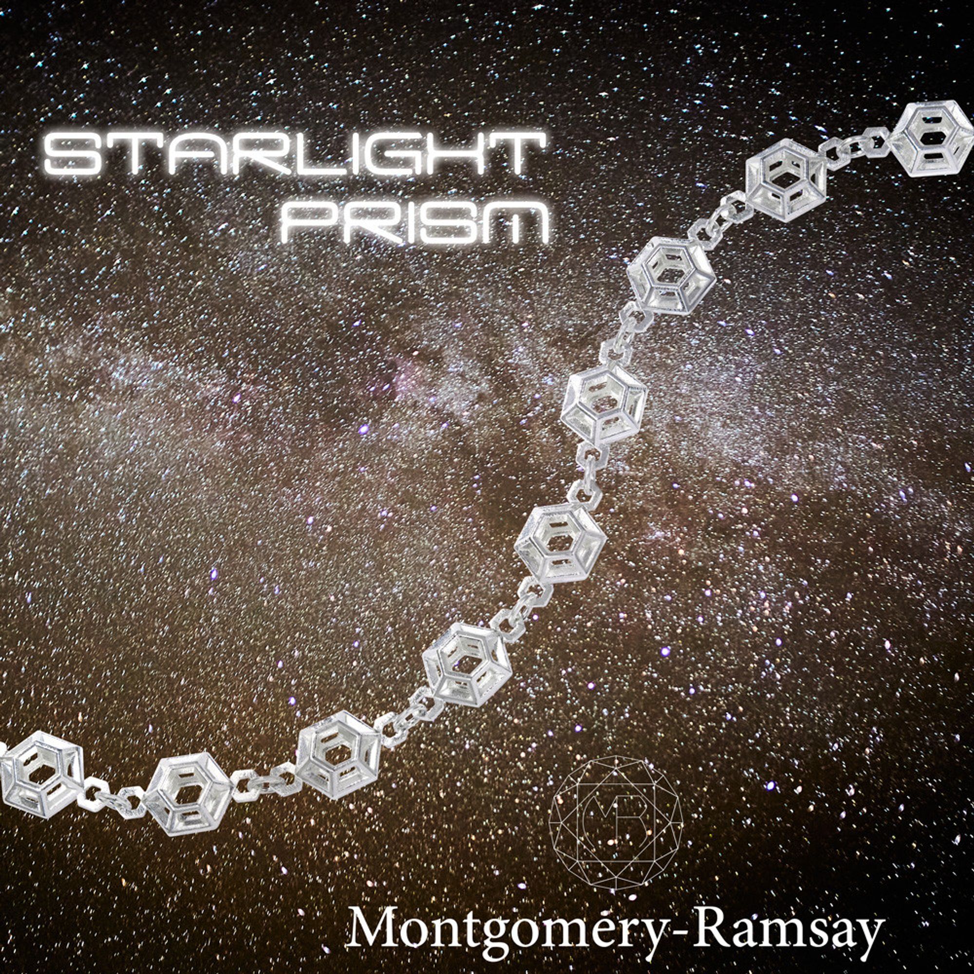 A picture of our Starlight Prism bracelet design against a background of the Milky Way from a photo I took while on vacation back in 2018.